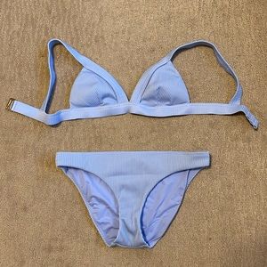Hollister Baby Blue Ribbed Two Piece Bikini Swimsuit